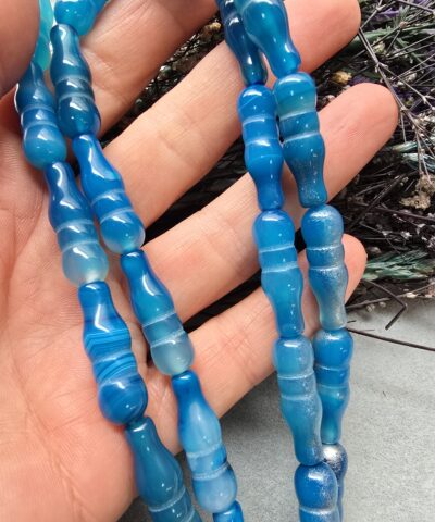 8x25 MM Tespih İmame Şekilli Mavi Akik Taşı