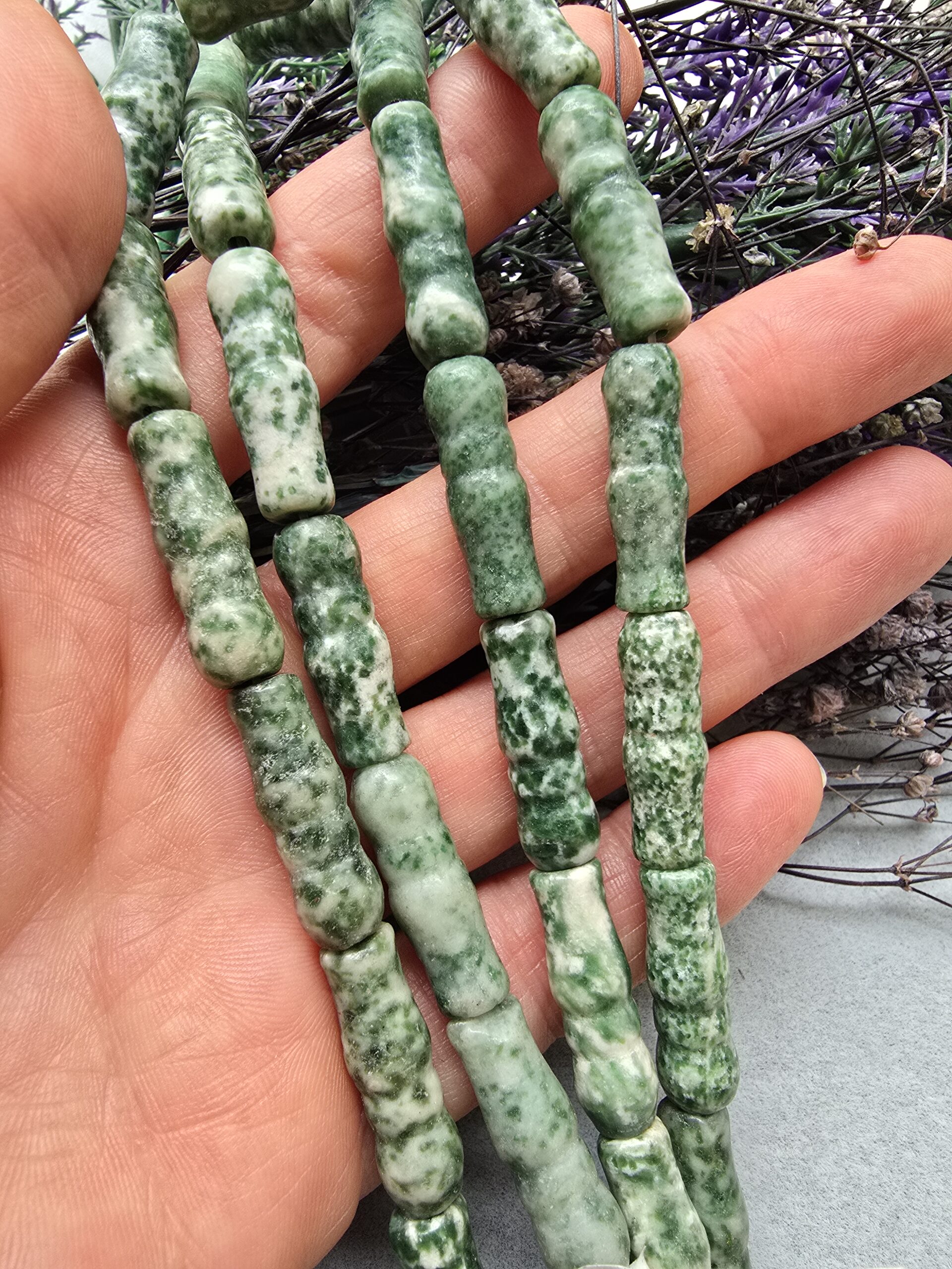 8x25 MM Tespih İmame Şekilli Benekli Jasper Taşı