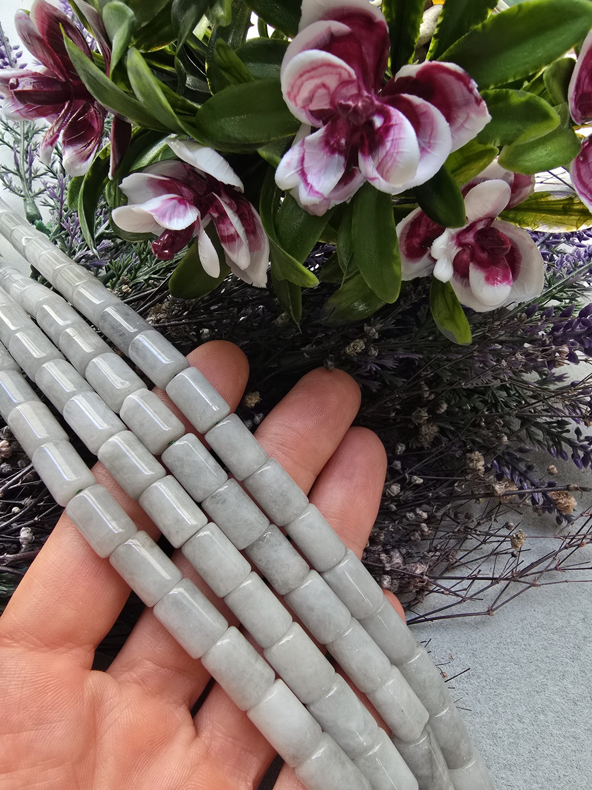 8x12 MM Silindir Kesme Ay Renkli Kuvars Taşı