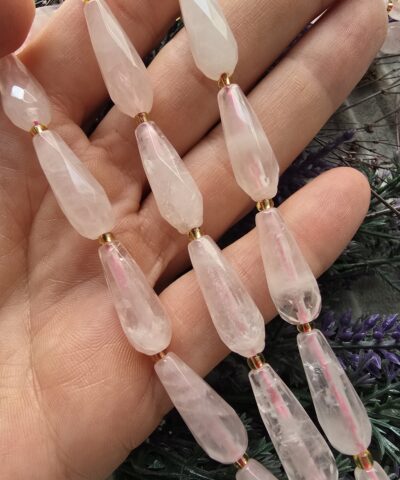8 MM Fasetli Damla Şekilli Pembe Kuvars Taşı
