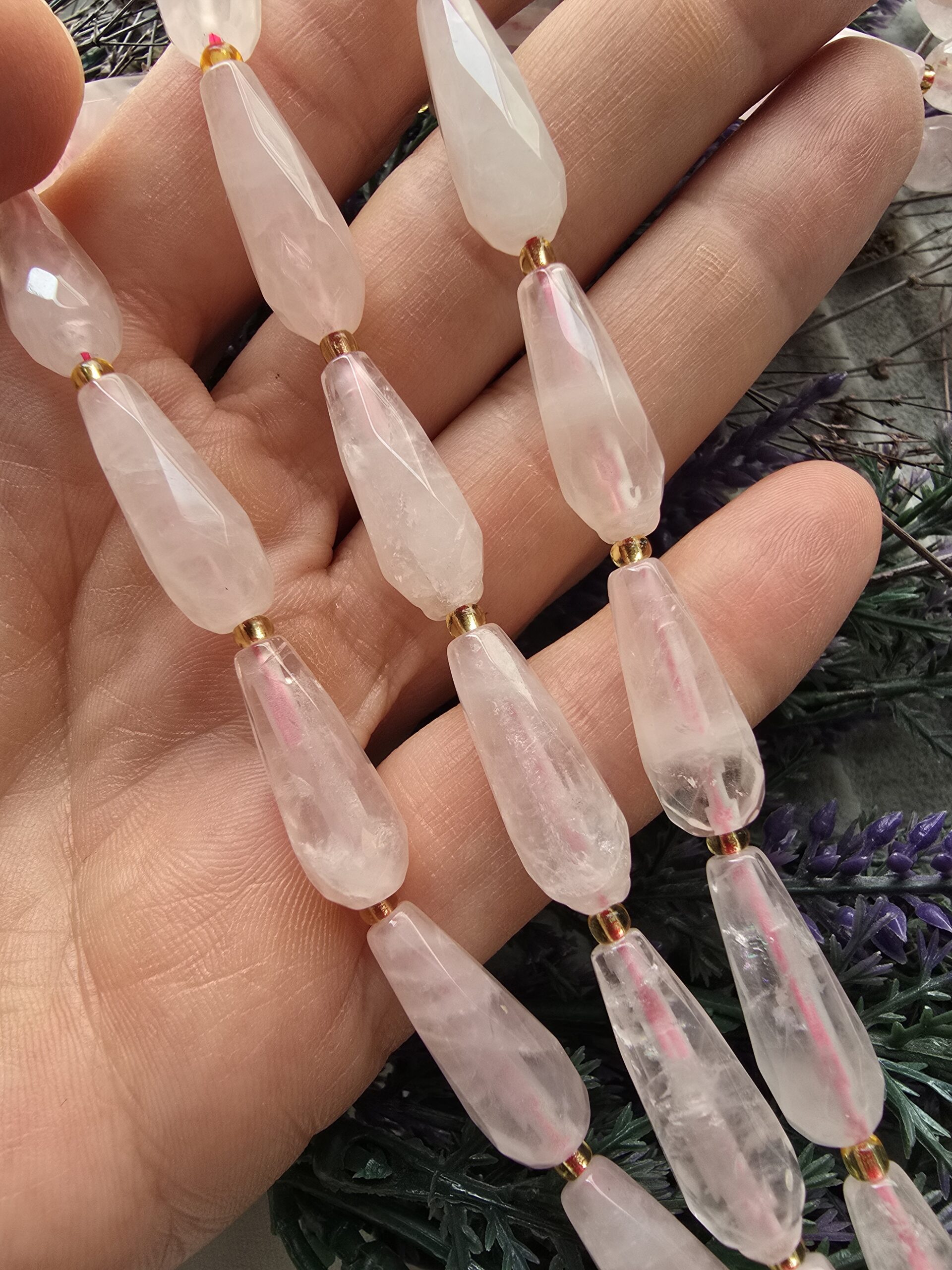 8 MM Fasetli Damla Şekilli Pembe Kuvars Taşı