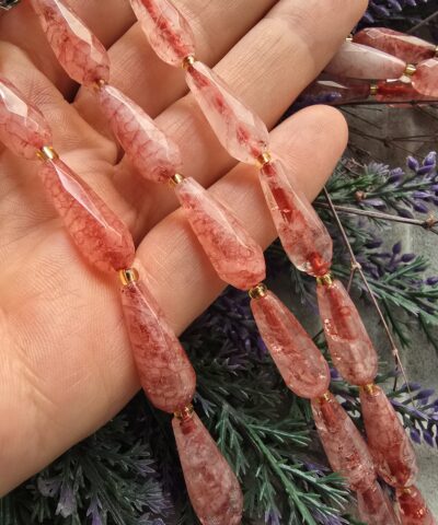 8 MM Fasetli Damla Şekilli Gül Kuvars Taşı