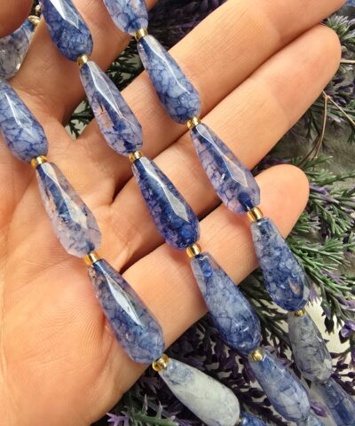 8 MM Fasetli Damla Şekilli Mavi Kuvars Taşı