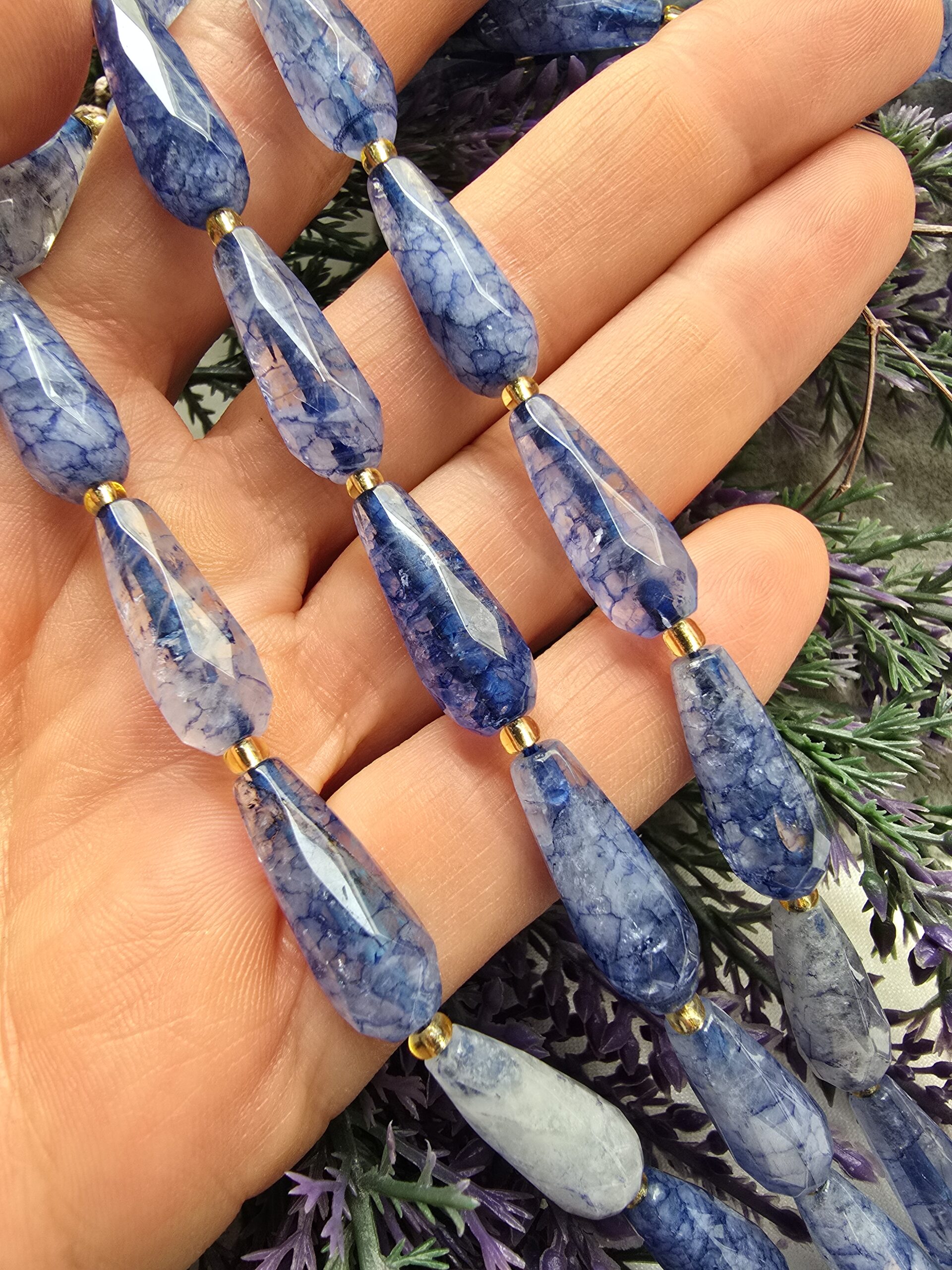 8 MM Fasetli Damla Şekilli Mavi Kuvars Taşı