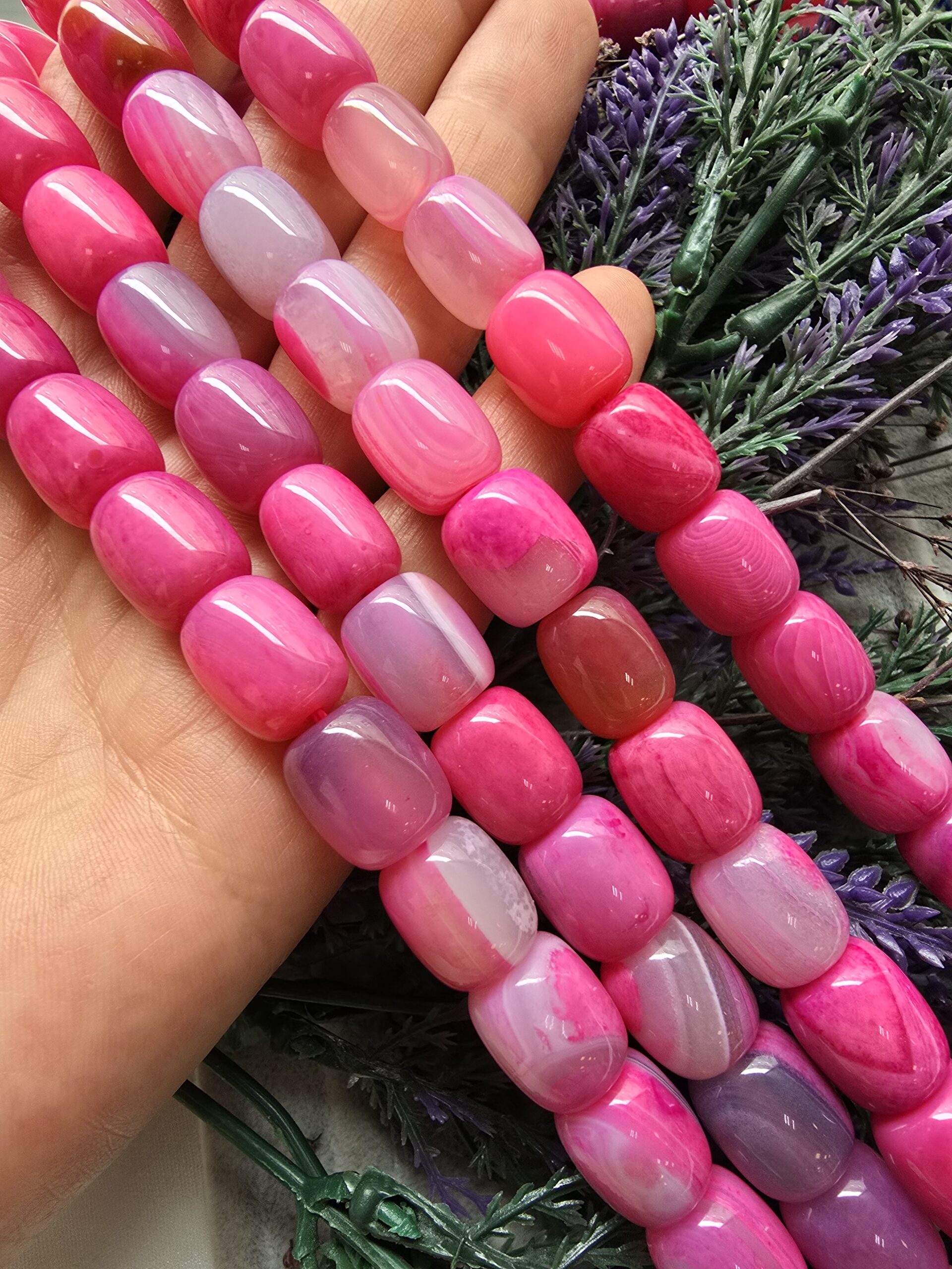 12x14 MM Oval Silindir Pembe Akik Taşı