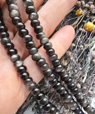 6X4 MM Rondela Silver Obsidyen Taşı
