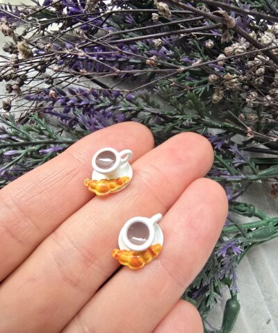 3 Boyutlu Minimal Kahve Fincanı Kolye Ucu ve Charm