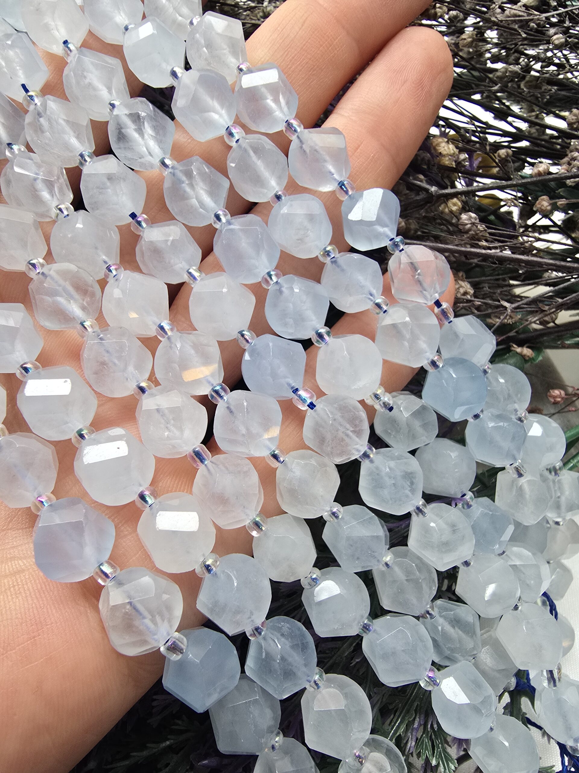 8 MM Elmas Doğal Mavi Kuvars Taşı - Görsel 3