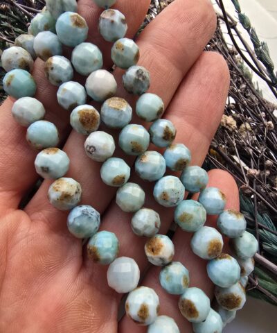 7 MM Faset Larimar Doğal Taş Dizi