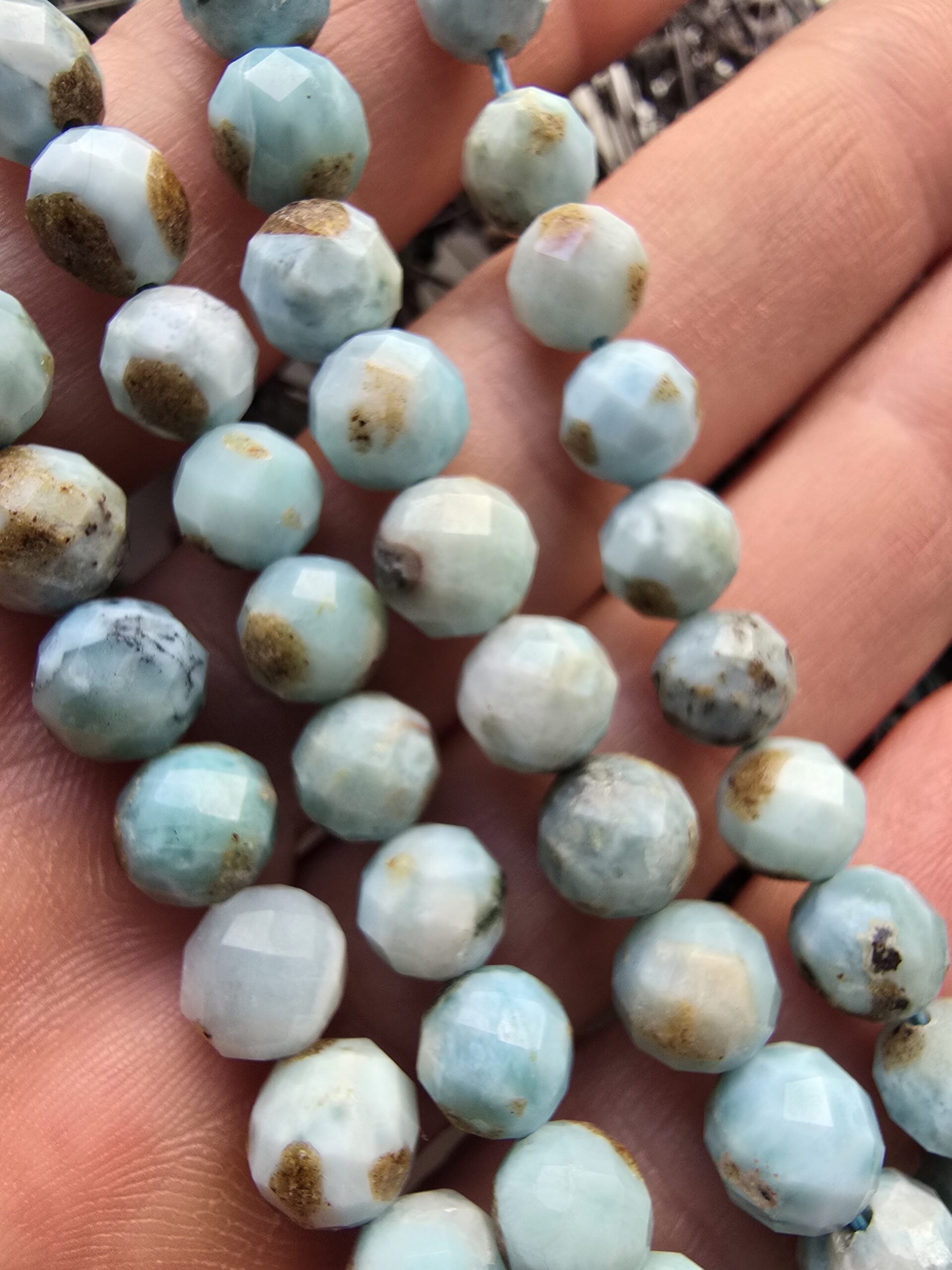 7 MM Faset Larimar Doğal Taş Dizi - Görsel 3
