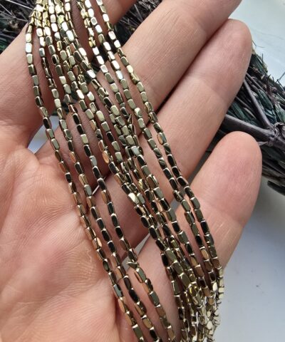 1x2 MM Dikdörtgen Hematit Taşı - Soft Gold