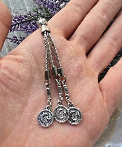 Üçlü Ay Yıldız Sallantılı Metal Tesbih Püskülü