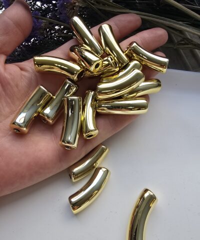 11x33 MM Gold Eğik Boru Kemik Jelibon Renkli Akrilik Bileklik ve Kolye Boncukları