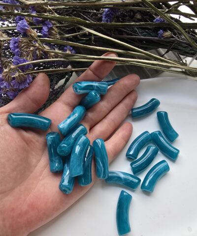 11x33 MM Petrol Yeşili Eğik Boru Kemik Jelibon Renkli Akrilik Bileklik ve Kolye Boncukları