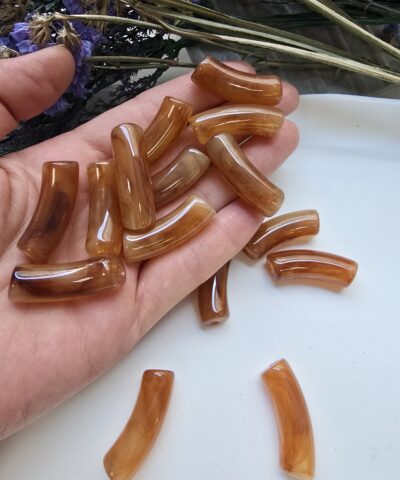 11x33 MM Kahve Eğik Boru Kemik Jelibon Renkli Akrilik Bileklik ve Kolye Boncukları