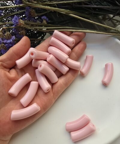 11x33 MM Soft Pembe Eğik Boru Kemik Jelibon Renkli Akrilik Bileklik ve Kolye Boncukları