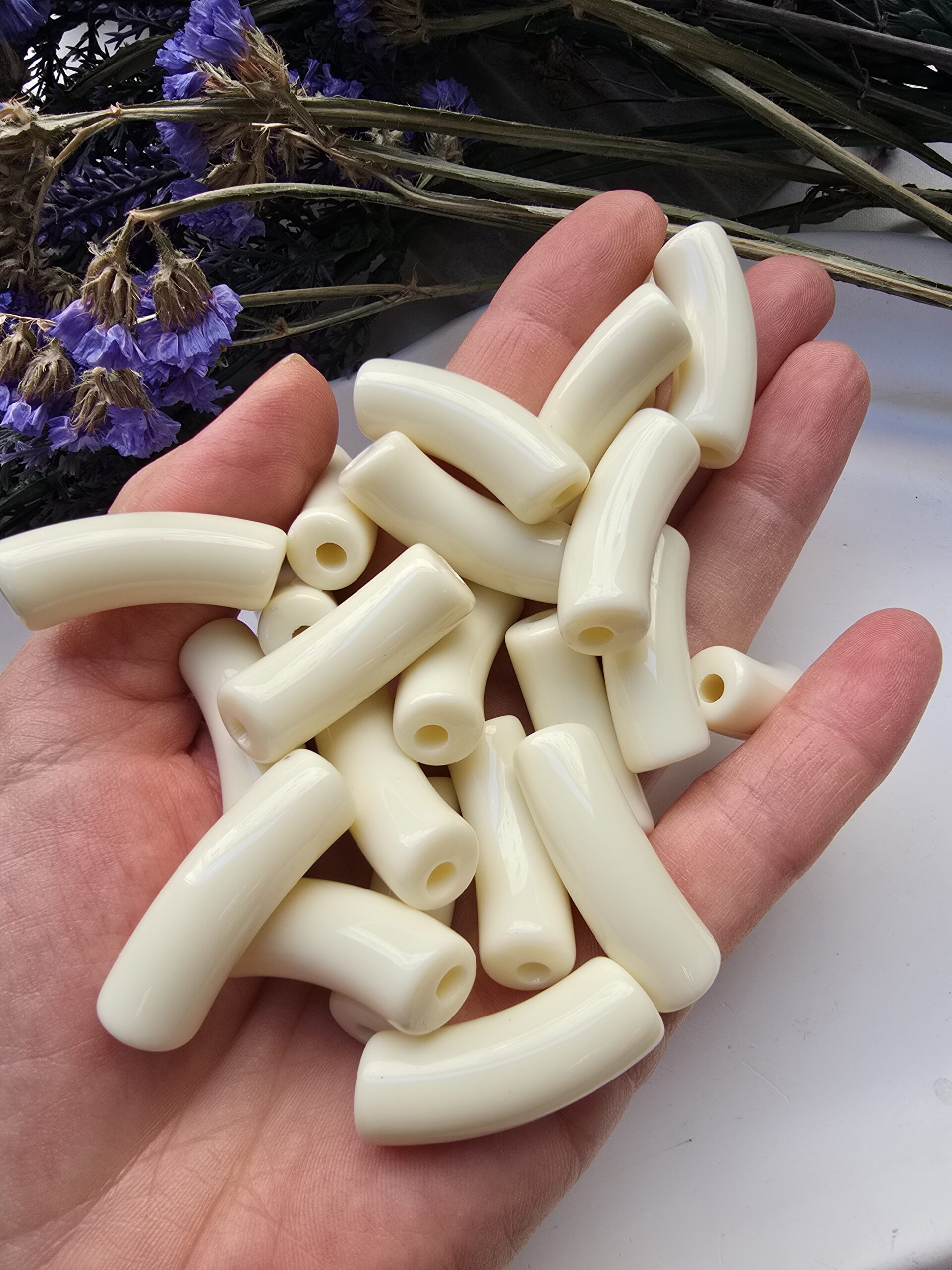 11x33 MM Kemik Eğik Boru Jelibon Renkli Akrilik Bileklik ve Kolye Boncukları