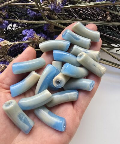 11x33 MM İndigo Eğik Boru Kemik Jelibon Renkli Akrilik Bileklik ve Kolye Boncukları