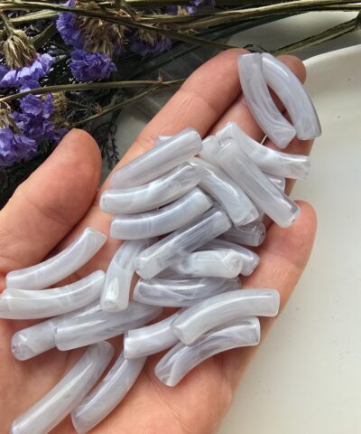 8x33 MM Gri Eğik Boru Kemik Jelibon Renkli Akrilik Bileklik ve Kolye Boncukları