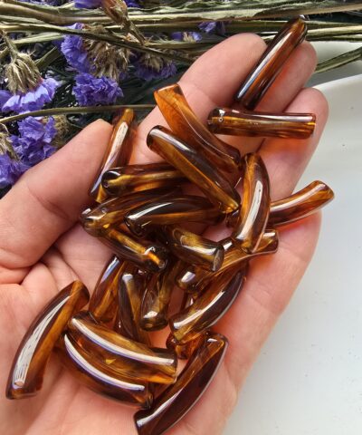 8x33 MM Kahve Eğik Boru Kemik Jelibon Renkli Akrilik Bileklik ve Kolye Boncukları