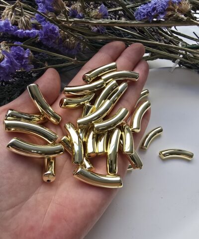 8x33 MM Gold Eğik Boru Kemik Jelibon Renkli Akrilik Bileklik ve Kolye Boncukları