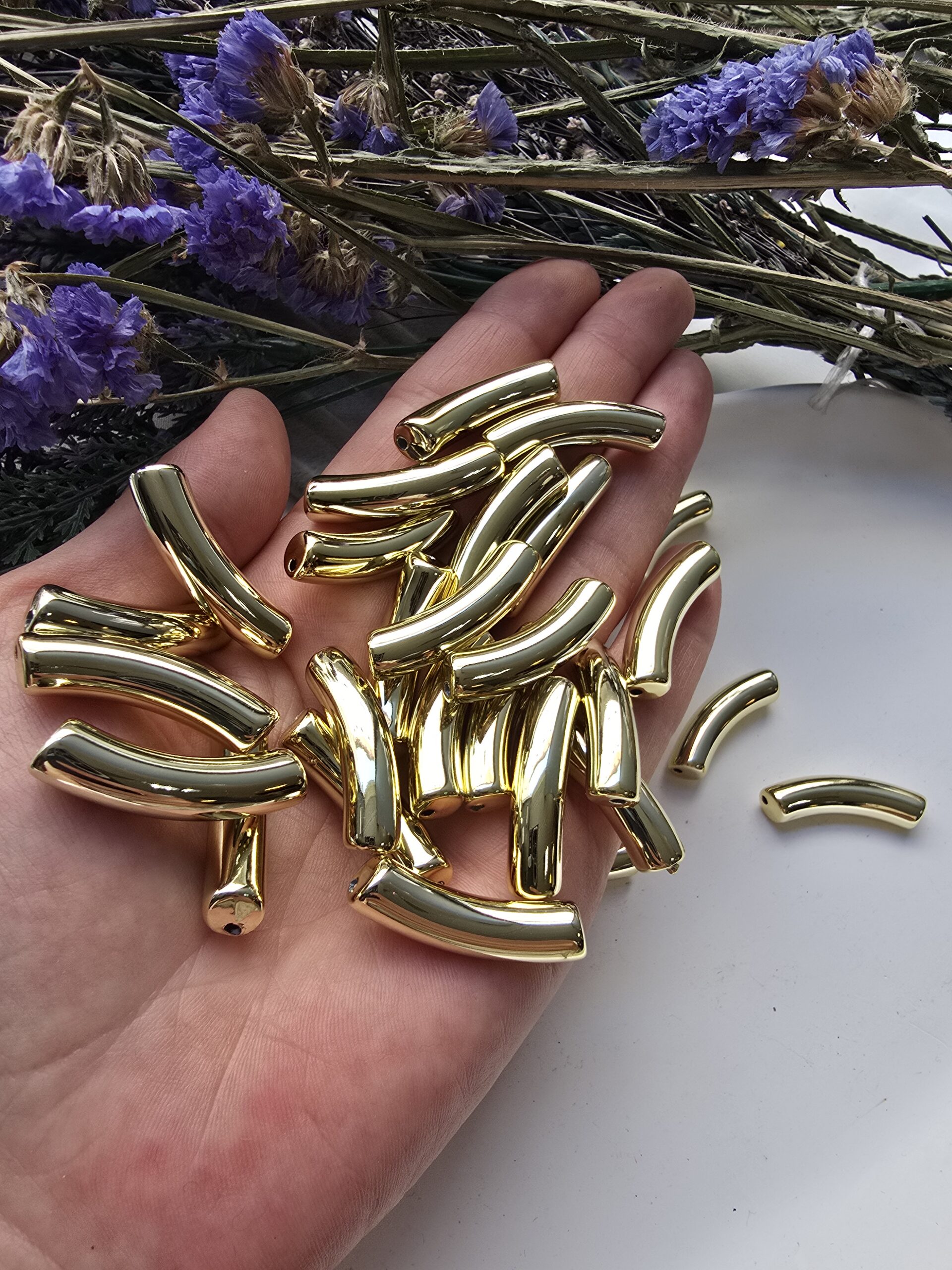 8x33 MM Gold Eğik Boru Kemik Jelibon Renkli Akrilik Bileklik ve Kolye Boncukları