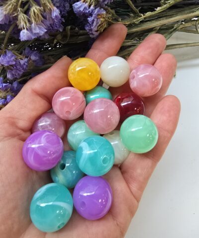 20 MM Küre Mix Jeibon Renkli Akrilik Bileklik ve Kolye Boncukları