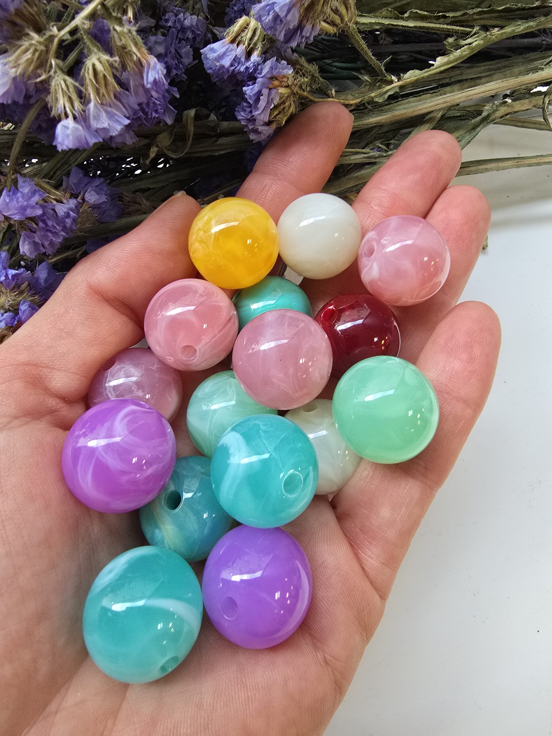 20 MM Küre Mix Jeibon Renkli Akrilik Bileklik ve Kolye Boncukları