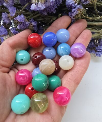 16 MM Küre Mix Jeibon Renkli Akrilik Bileklik ve Kolye Boncukları