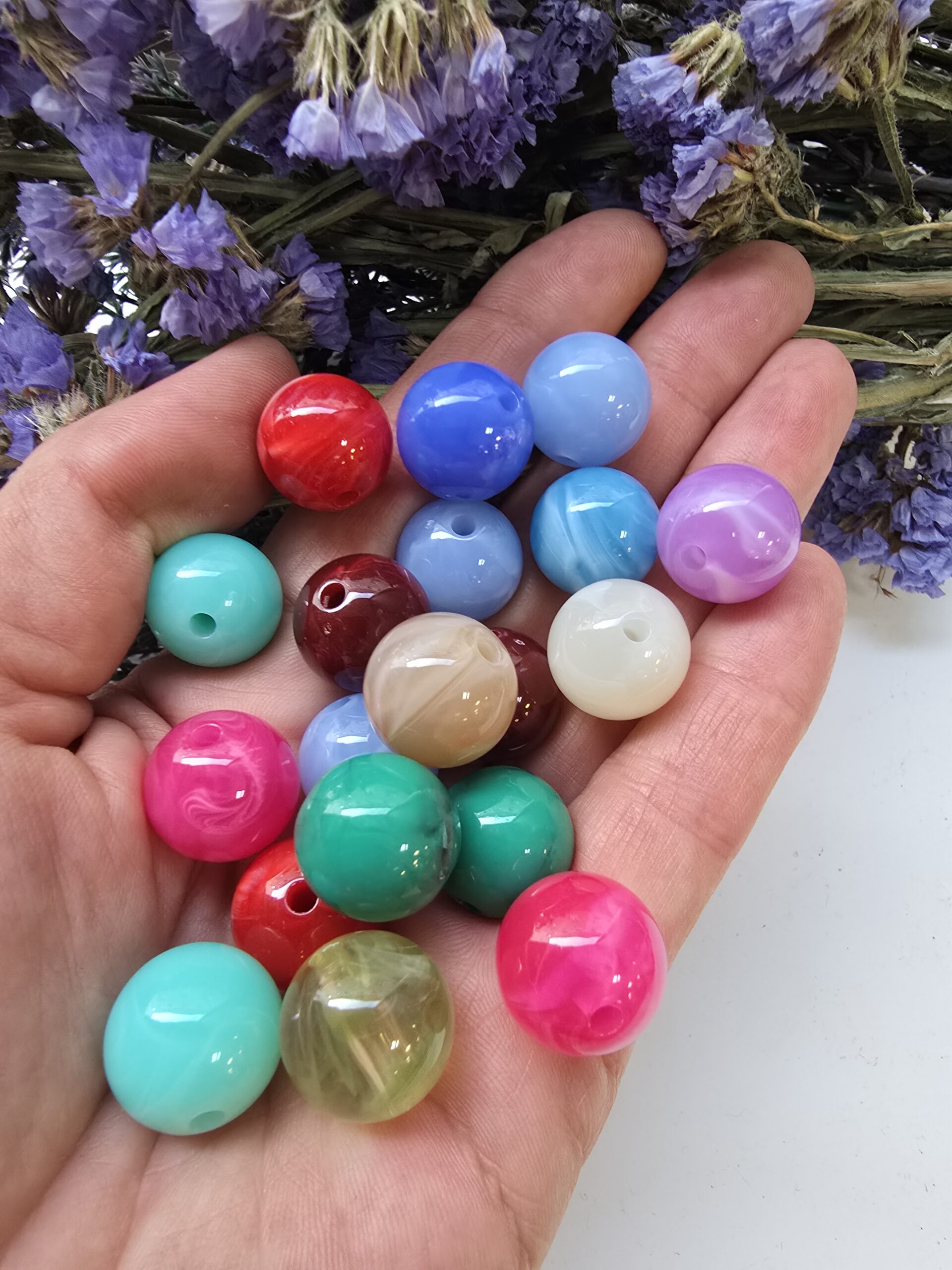 16 MM Küre Mix Jeibon Renkli Akrilik Bileklik ve Kolye Boncukları