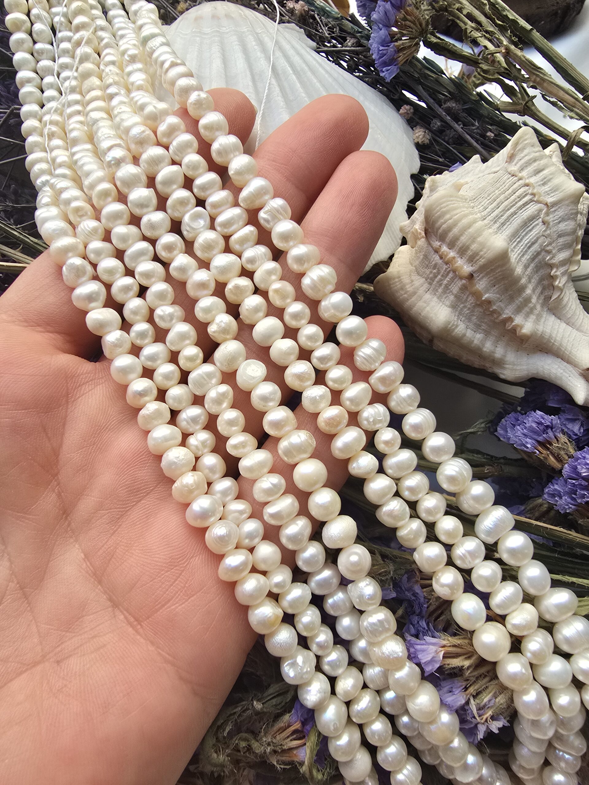 6 MM Oval Tatlı Su Barok Doğal İnci - Görsel 2