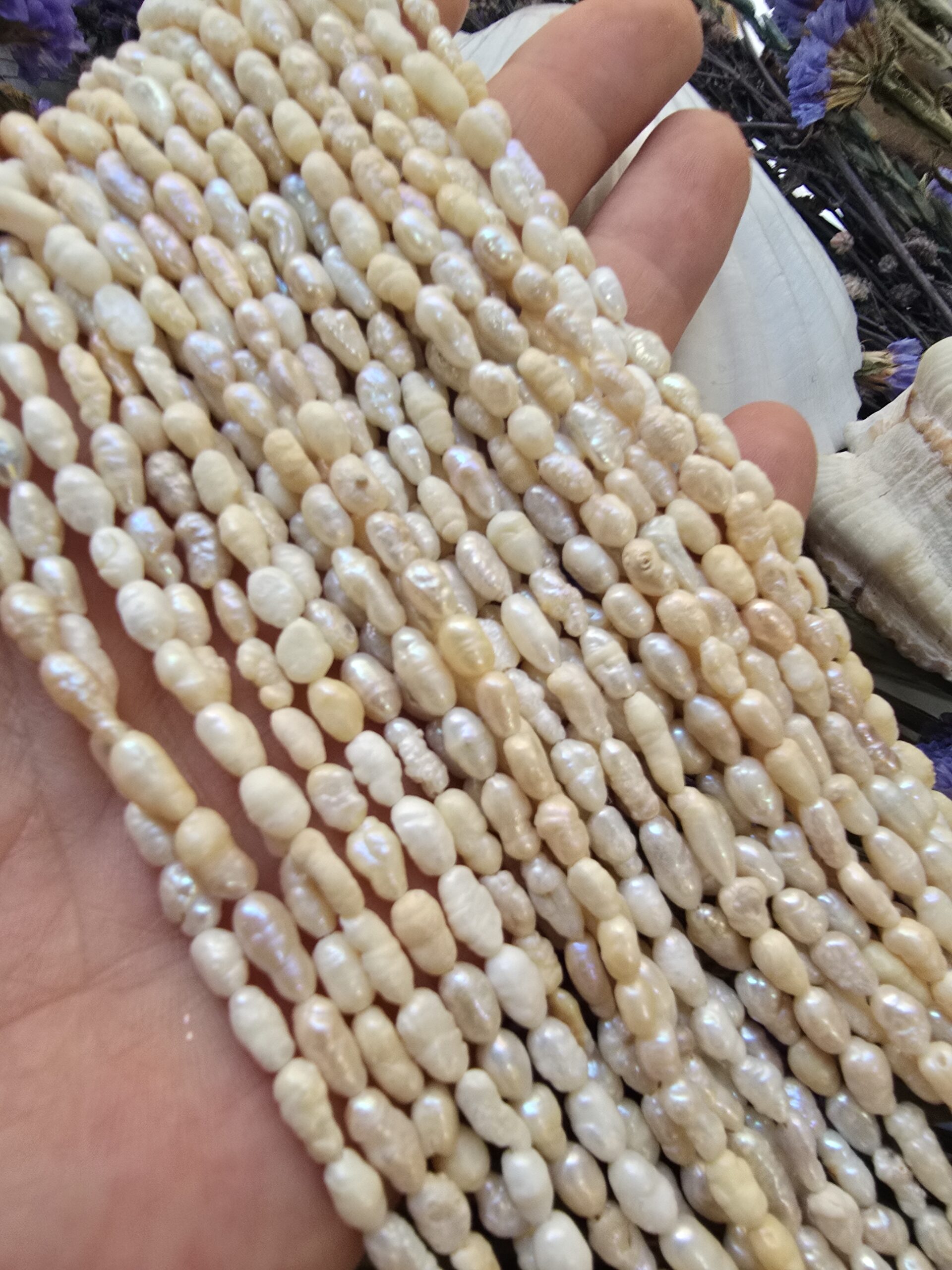 Ham Renkli Mini Amorf Arpa Tatlı Su Doğal İncisi - Görsel 3