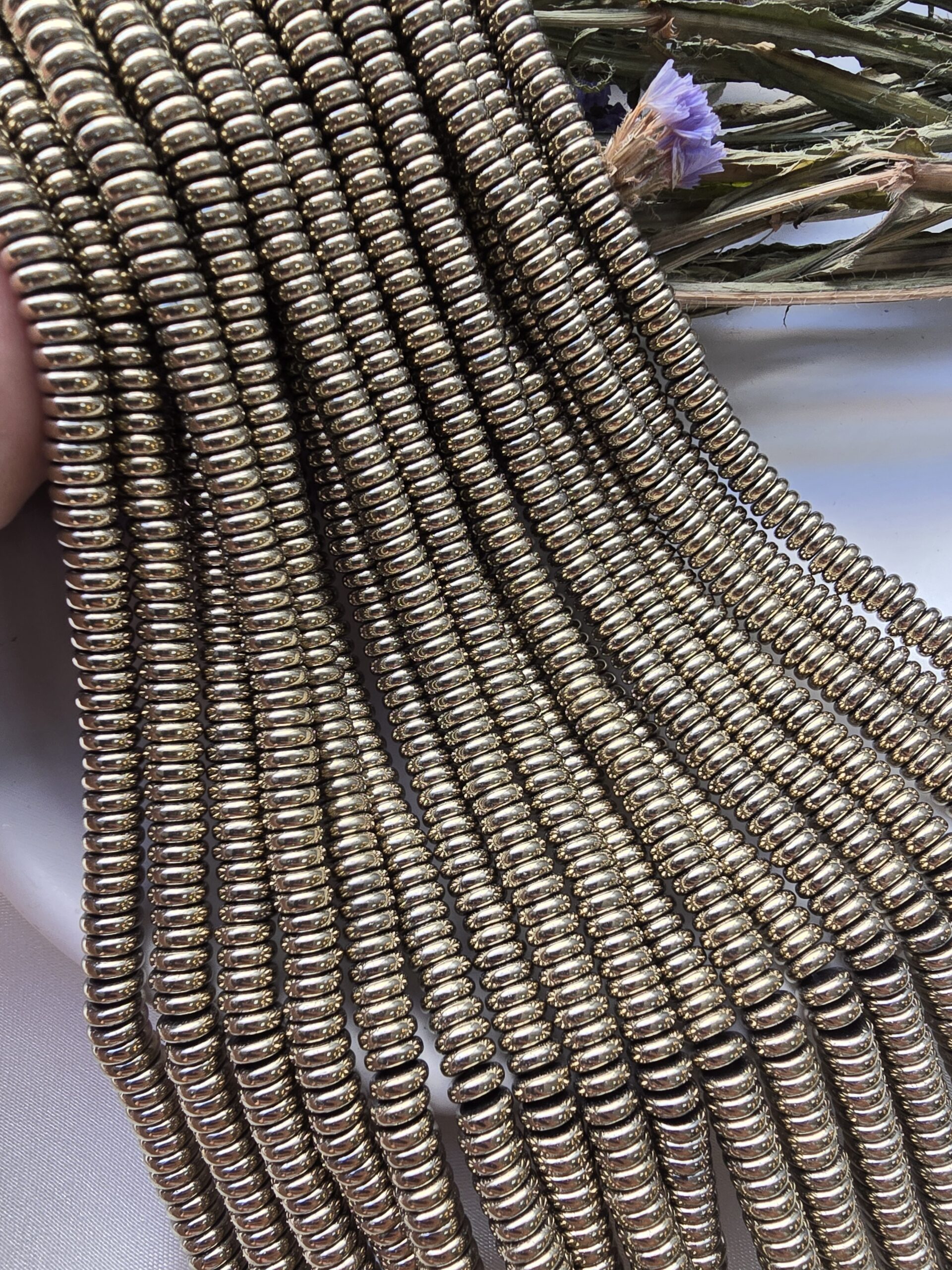 6x2 MM Soft Gold Disk Hematit Doğal Taş - Görsel 2