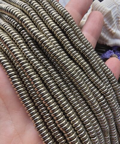 6x2 MM Soft Gold Disk Hematit Doğal Taş