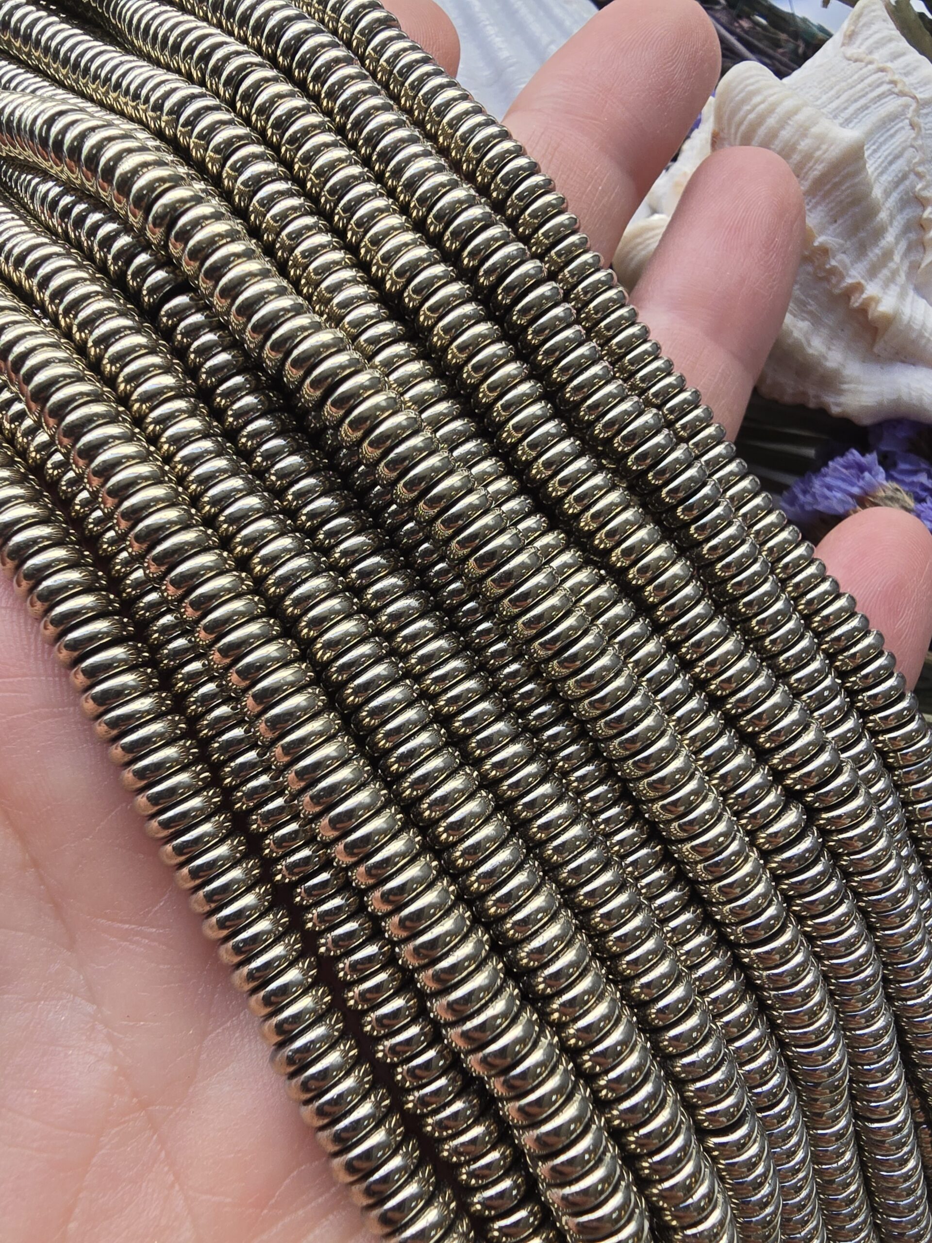 6x2 MM Soft Gold Disk Hematit Doğal Taş