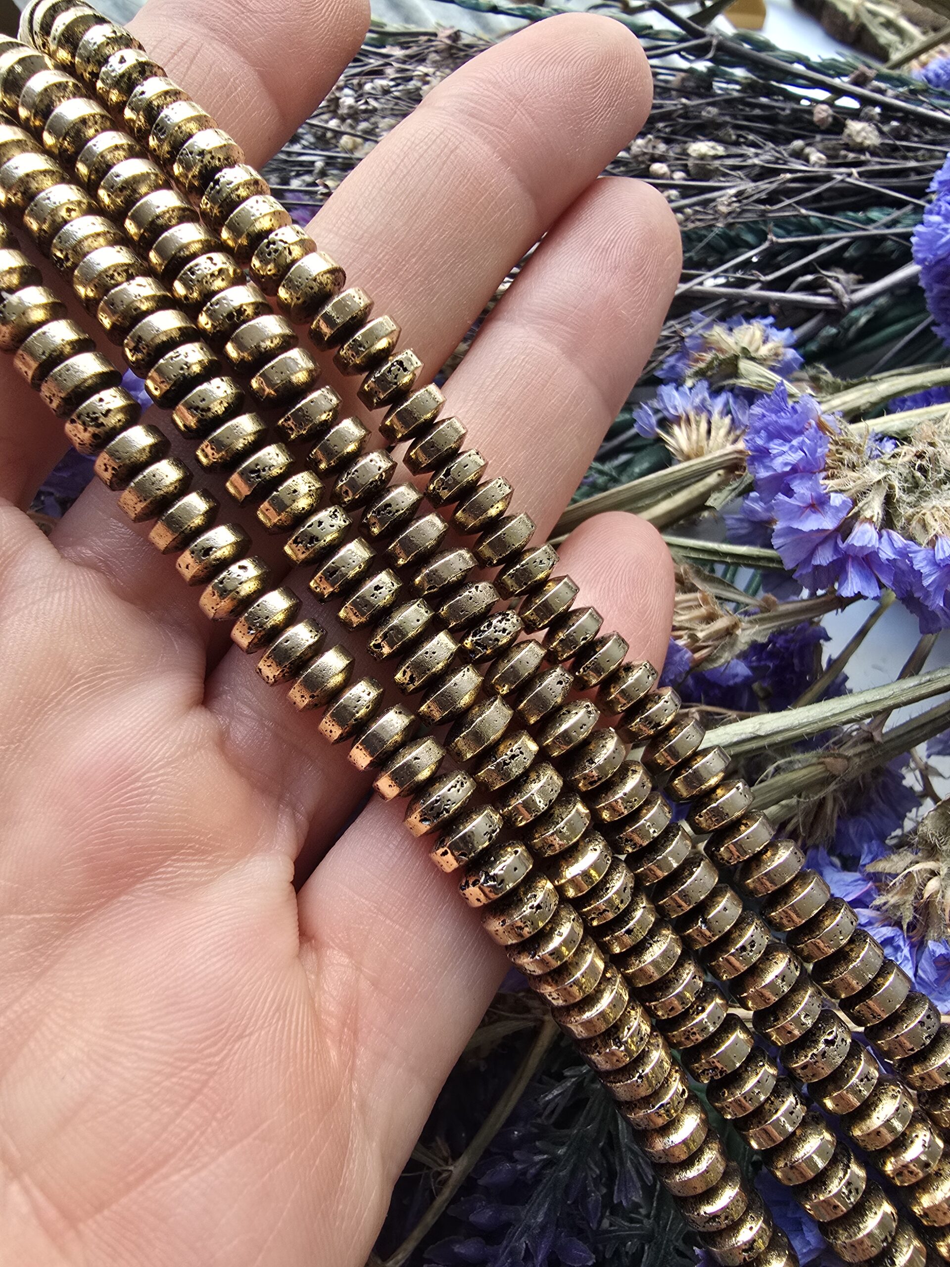 6x3 Rose Gold Kaplama Rondela Elektro Lav Taşı