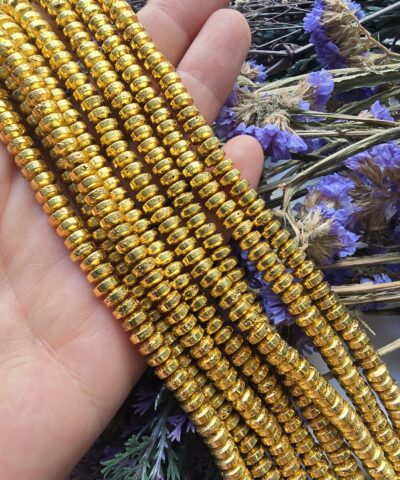 6x3 Parlak Gold Kaplama Rondela Elektro Lav Taşı
