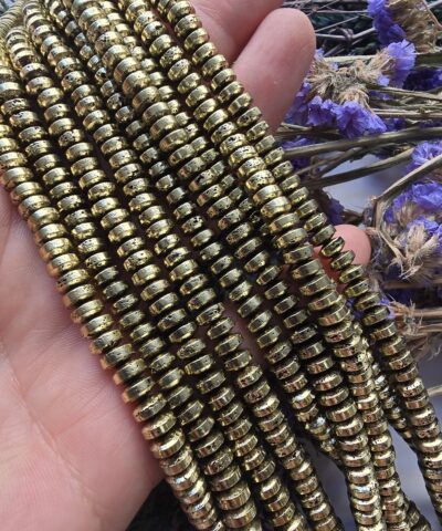 6x3 Soft Gold Kaplama Rondela Elektro Lav Taşı