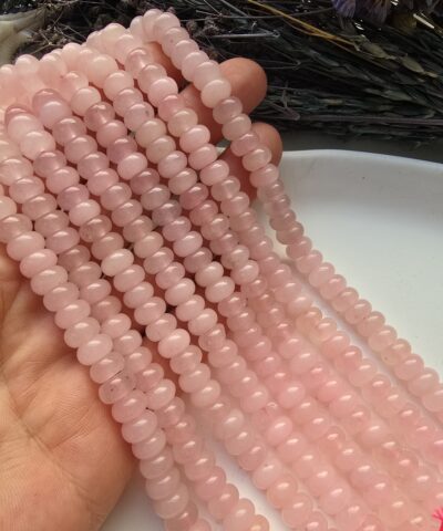 8x5 MM Rondela Pembe Kuvars Taşı - Görsel 3