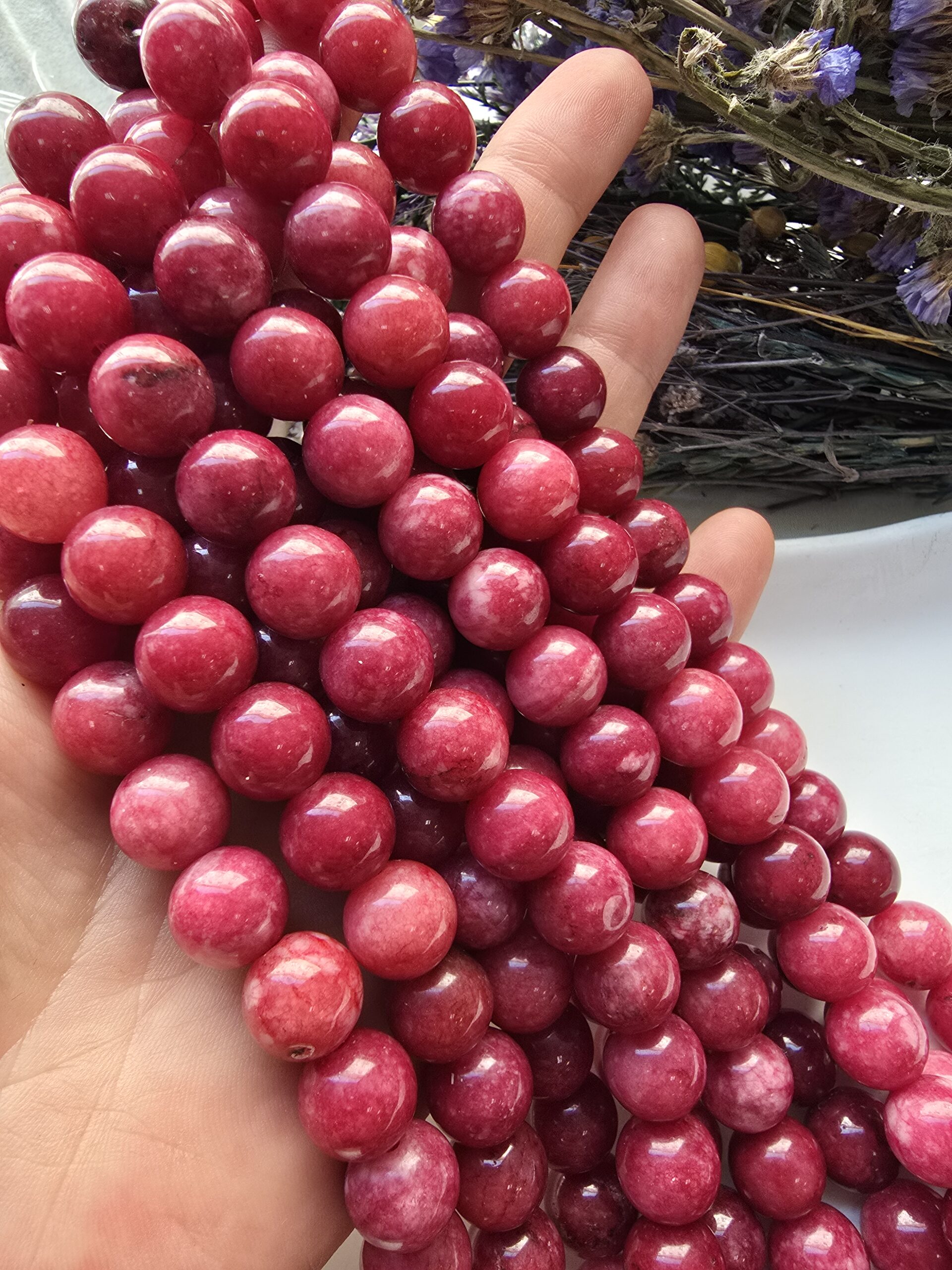 12 MM Rodokrozit Renkli Ceyt Kuvars Taşı