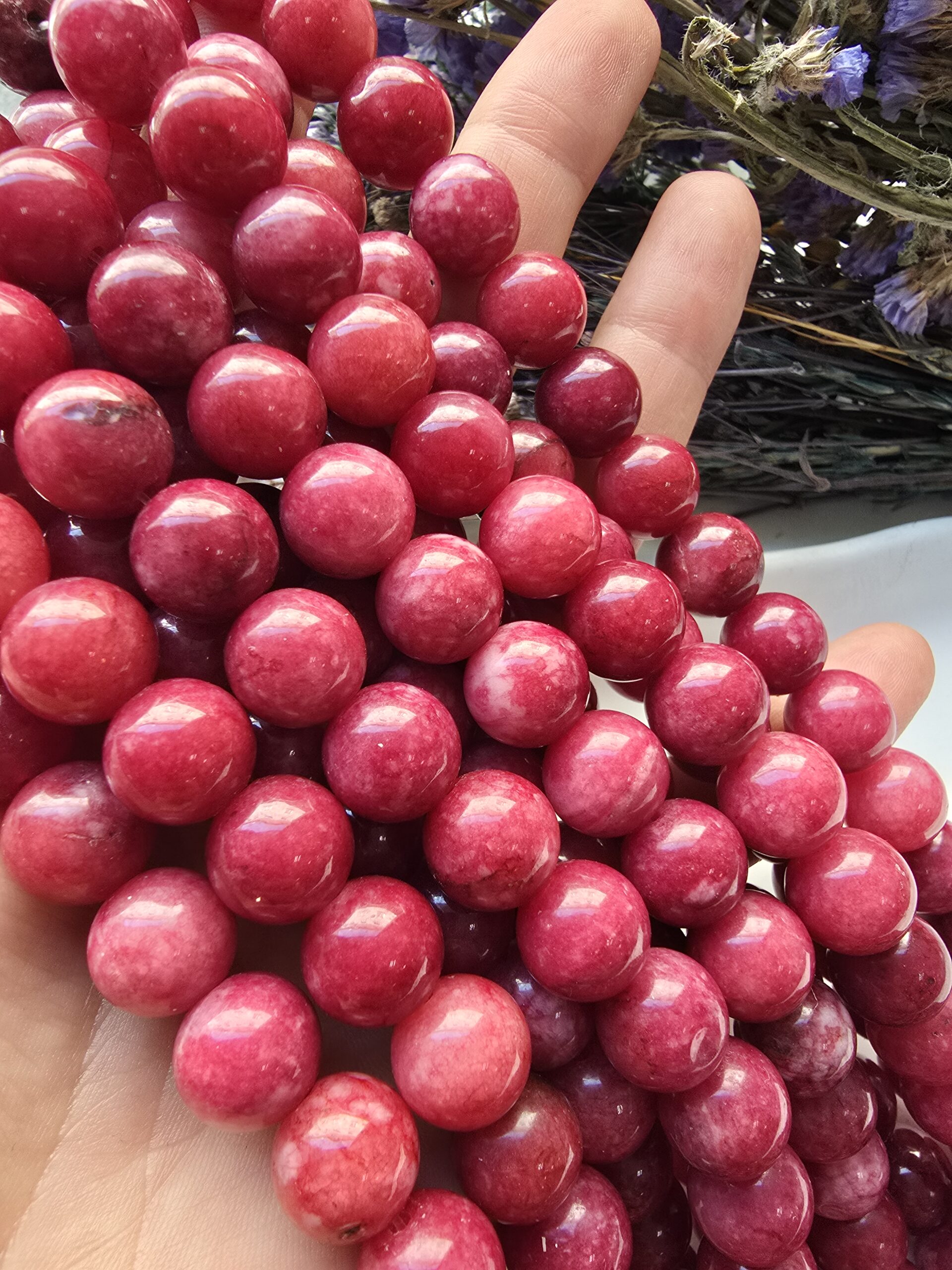 12 MM Rodokrozit Renkli Ceyt Kuvars Taşı - Görsel 3