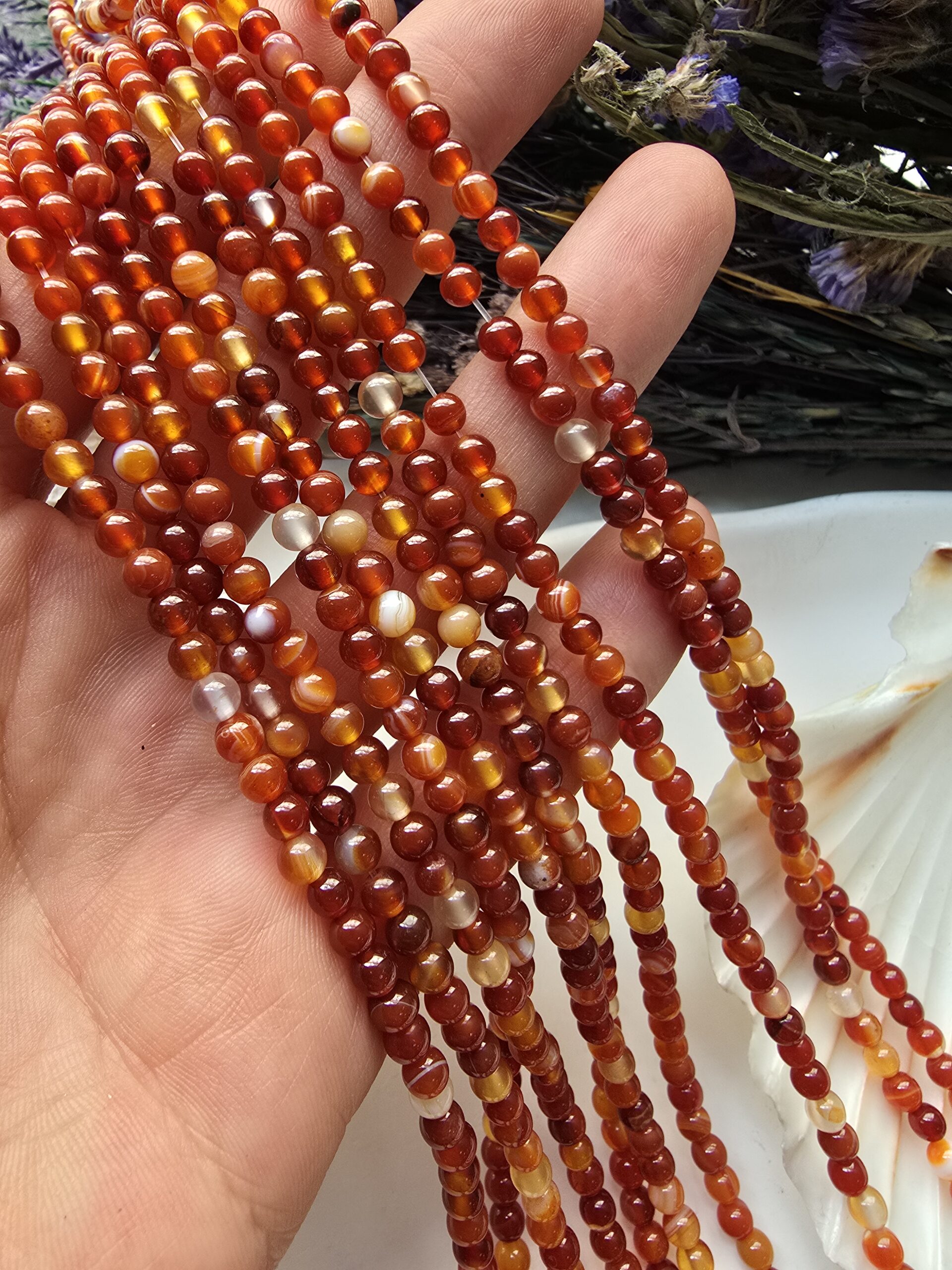 4 MM Küre Açık Kahve Turuncu Mix Akik Taşı - Görsel 3