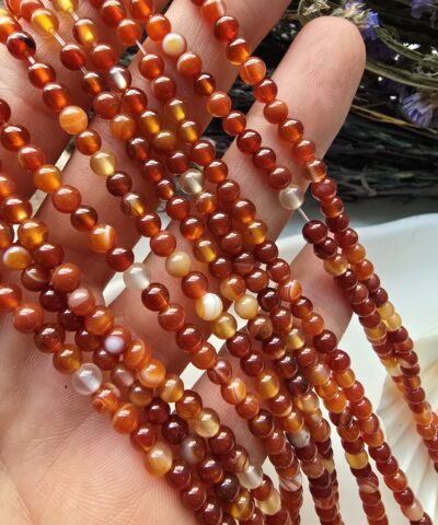 4 MM Küre Açık Kahve Turuncu Mix Akik Taşı
