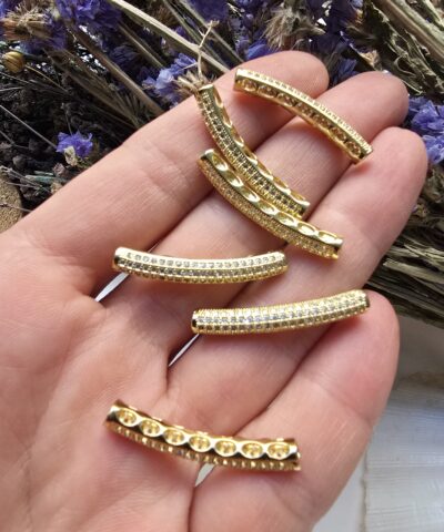 30 MM Beyaz Taşlı Altın Renk Kasalı Eğik Silindir - Görsel 3