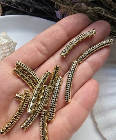 30 MM Siyah Taşlı Altın Renk Kasalı Eğik Silindir - Görsel 3