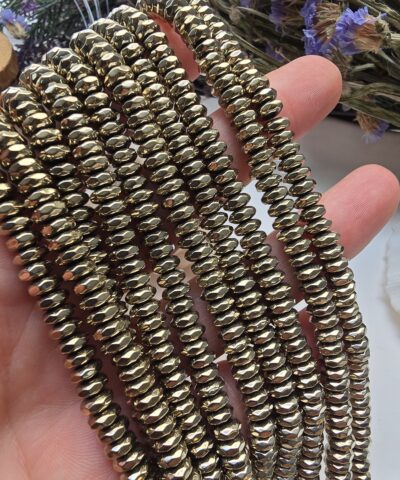 Alternative view of 6x3 MM Soft Gold Rondela Fasetli Hematit Doğal Taş