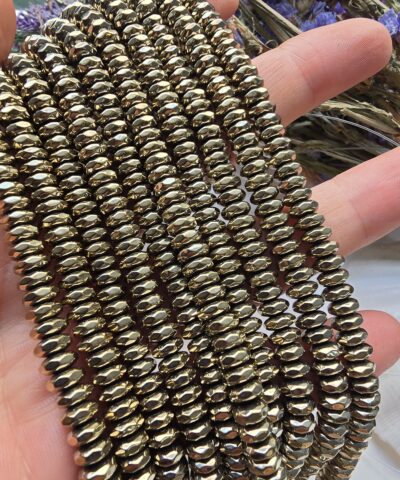 6x3 MM Soft Gold Rondela Fasetli Hematit Doğal Taş