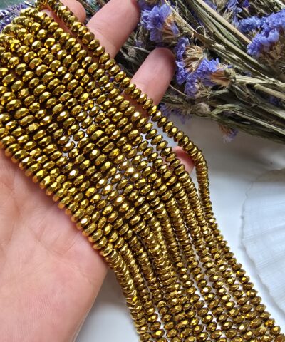 6x3 MM Gold Rondela Fasetli Hematit Doğal Taş