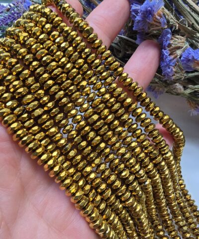 Alternative view of 6x3 MM Gold Rondela Fasetli Hematit Doğal Taş