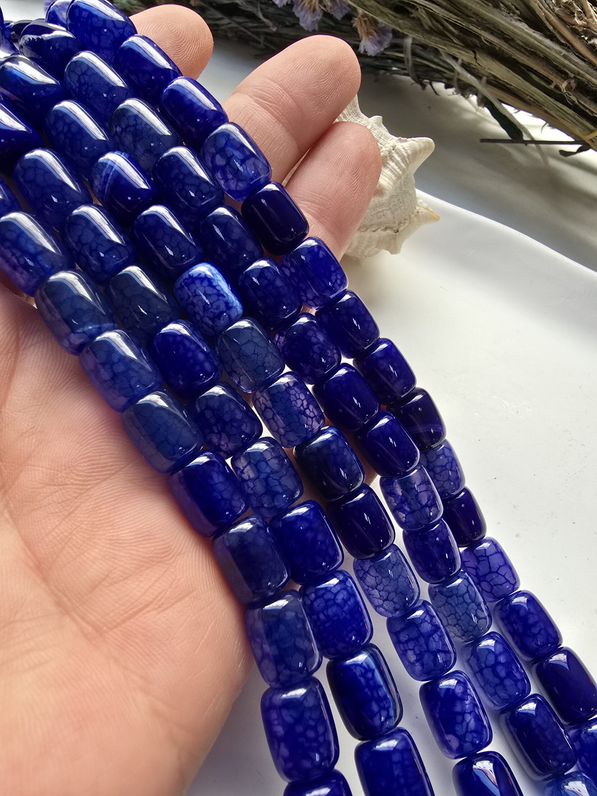 9x11 MM Kesme Silindir Mavi Akik Taşı
